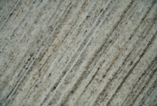 Modern Solid Ivory, Gray And Brown Handloom 8x10 ft Bedroom, Living Room Rug Wool Area Rug