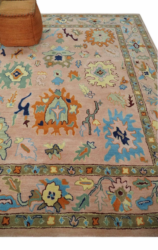 Modern Oushak Peach And Colorful Hand Tufted 2.6x6, 2.6x8, 3x5, 4x6, 5x7, 5x8, 6x9, 8x10 And 9x12 ft Bedroom, Living Room Rug Wool Area Rug