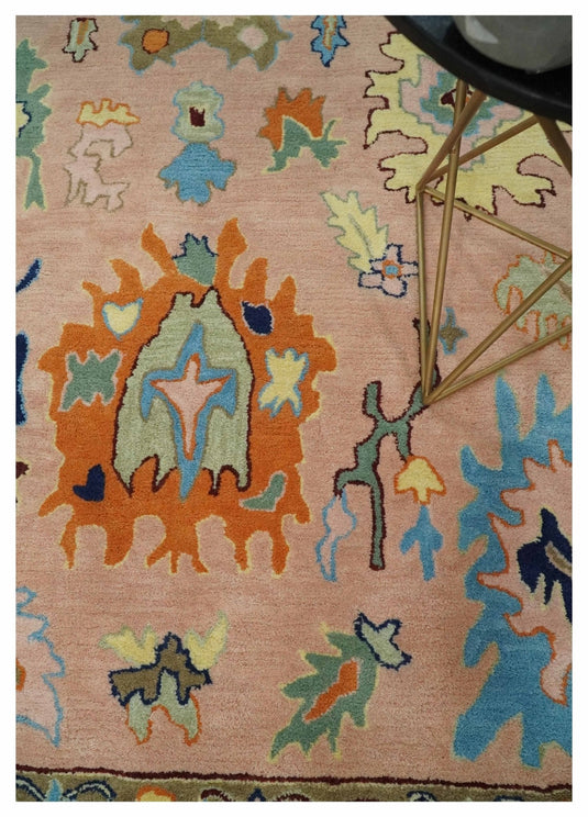 Modern Oushak Peach And Colorful Hand Tufted 2.6x6, 2.6x8, 3x5, 4x6, 5x7, 5x8, 6x9, 8x10 And 9x12 ft Bedroom, Living Room Rug Wool Area Rug