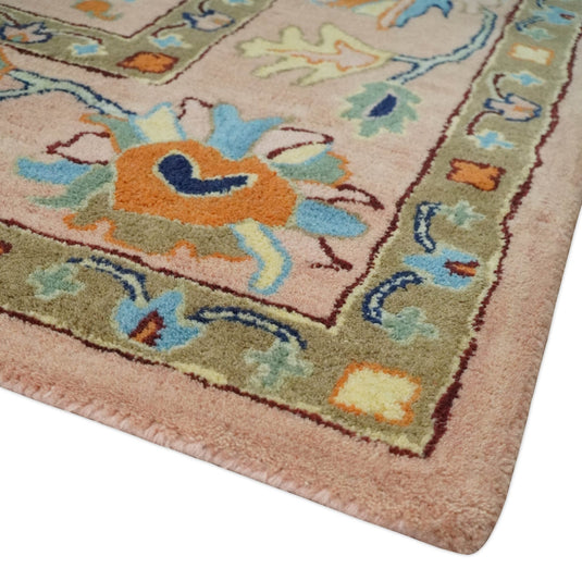 Modern Oushak Peach And Colorful Hand Tufted 2.6x6, 2.6x8, 3x5, 4x6, 5x7, 5x8, 6x9, 8x10 And 9x12 ft Bedroom, Living Room Rug Wool Area Rug