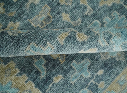 Oriental Oushak Ivory, Blue And Beige Hand Knotted Bedroom, Living Room Rug Wool Area Rug