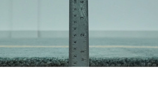 Modern Solid Plain Teal Blue and Beige Modern Hand Tufted 8x10 ft Bedroom, Living Room Rug Wool Area Rug