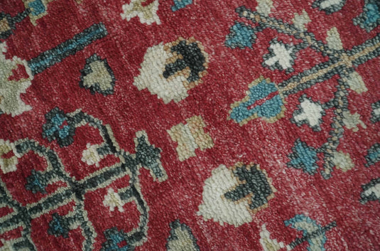 Blue And Maroon Tree of Life Hand Knotted Traditional 8x10 ft Bedroom, Living Room Rug Wool Area Rug