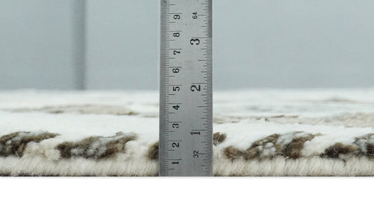 Moroccan Hand Woven Ivory and Brown 8x10 ft Bedroom, Living Room Rug, Wool Area Rug