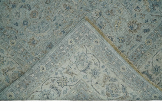 Traditional Vintage Silver, Brown And Beige Hand Knotted 6x9, 8x10 And 9x12 ft Bedroom, Living Room Rug Wool Area Rug