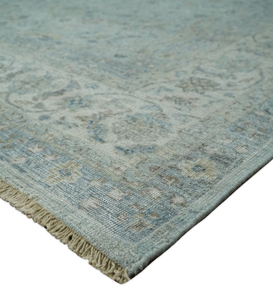 Traditional Vintage Silver, Brown And Beige Hand Knotted 6x9, 8x10 And 9x12 ft Bedroom, Living Room Rug Wool Area Rug
