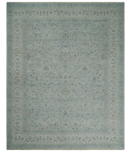 Traditional Vintage Silver, Brown And Beige Hand Knotted 6x9, 8x10 And 9x12 ft Bedroom, Living Room Rug Wool Area Rug