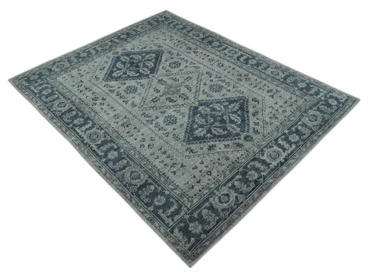Traditional Pattern Gray And Silver Serapi Hand Knotted Bedroom, Living Room Rug Wool Area Rug