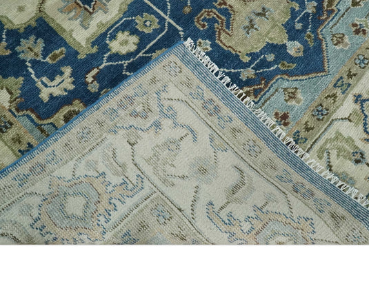 HandKnotted Heriz Serapi Rug Blue, Ivory and Brown Ideal for Living, Bedroom, and Dining Rooms 5x8, 6x9, 8x10, 9x12 and 10x14 Wool Rug | CP207