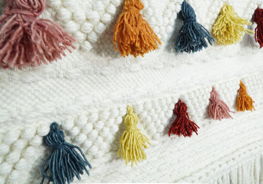 2x3 WALL HANGING | WHITE MULTI HANDWOVEN BOHO WH4- (FC)