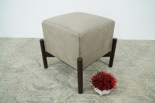 Handmade Gray Velvet Stool | Ottoman | Footstool | Small Velvet Seat