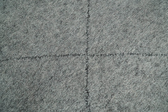 8x10 Hand Knotted Silver and Gray Trellis Moroccan Rug Made with Fine Wool |CP78810