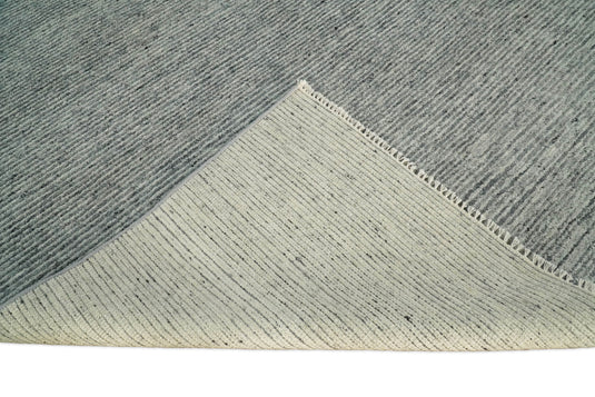 Shaded Gray and Silver Striped Hand Knotted 8x10 Rug Made with Fine Wool |CP77810