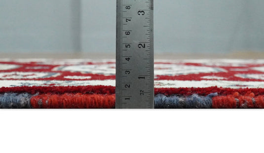 Red and Ivory Wool Hand Knotted Entryway 2x4 traditional Persian Vintage Antique Southwestern Kazak, Hallway, Bedside Rug