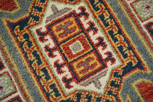 Rust and Ivory Wool Hand Knotted 2x3 traditional Persian Vintage Antique Southwestern Kazak, Hallway, Bedside Rug