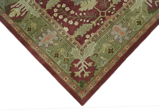Handmade Persian Design Maroon and Green 5x8, 6x9, 8x10 and 9x12 made with fine wool Area Rug | CP150