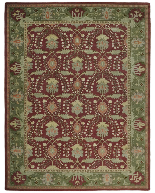 Handmade Persian Design Maroon and Green 5x8, 6x9, 8x10 and 9x12 made with fine wool Area Rug | CP150
