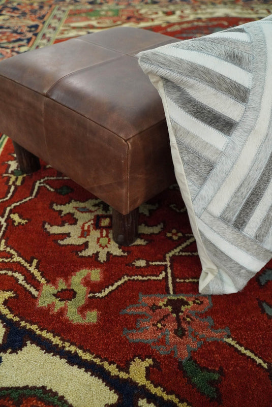 Oversized Large 9x12 Vintage Persian Traditional Rust and Blue Traditional Heriz Serapi Rug, Living Room, Bedroom | CP85912