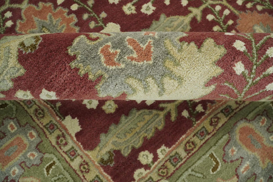Handmade Persian Design Maroon and Green 5x8, 6x9, 8x10 and 9x12 made with fine wool Area Rug | CP150