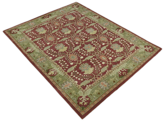 Handmade Persian Design Maroon and Green 5x8, 6x9, 8x10 and 9x12 made with fine wool Area Rug | CP150