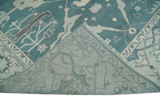 Hand Knotted 8x10 Vintage Oriental Traditional Blue and Ivory Wool Area Rug | CP217810