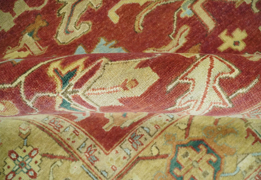 Hand Knotted Traditional 8x10 Rust and Beige Antique Turkish Vintage Wool Rug, Living Room, Bedroom and Dinning Rug