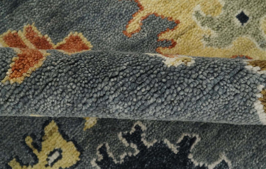 Traditional Hand Knotted 9x12 Gray, Gold and Ivory Oushak Persian Vintage Wool Rug | CP793912