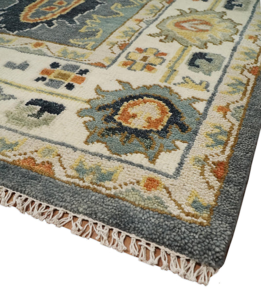 Traditional Hand Knotted 9x12 Gray, Gold and Ivory Oushak Persian Vintage Wool Rug | CP793912