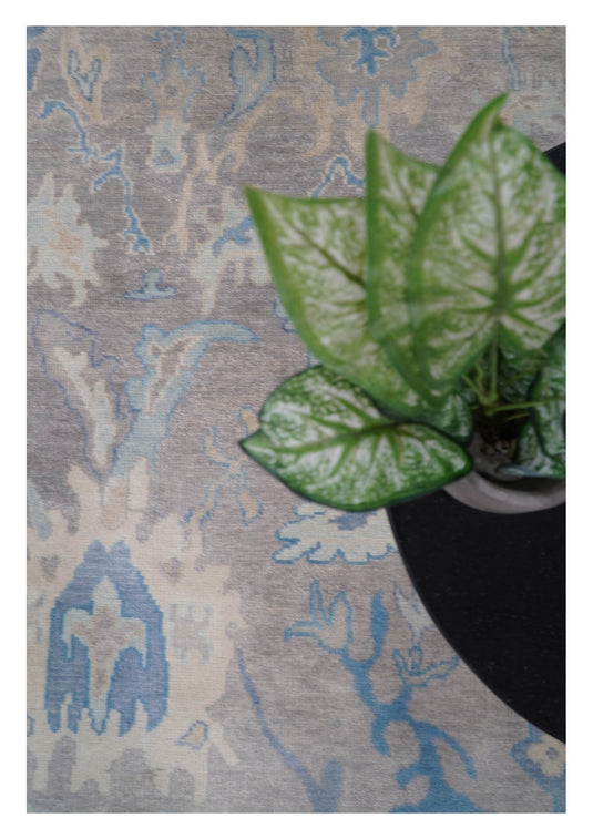 Traditional Hand knotted Oushak 8x10 Wool Persian Taupe and Beige Vibrant Colorful Area Rug | CP761810