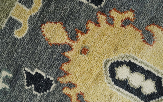 Traditional Hand Knotted 9x12 Gray, Gold and Ivory Oushak Persian Vintage Wool Rug | CP793912