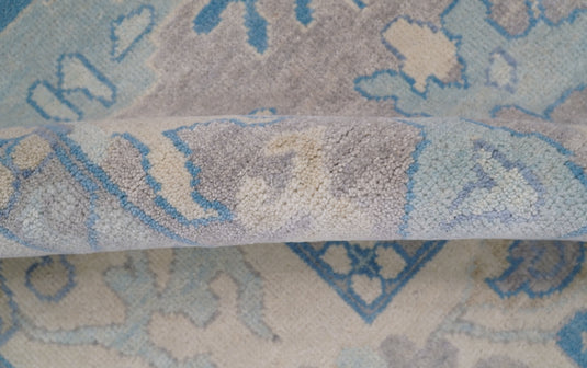 Traditional Hand knotted Oushak 8x10 Wool Persian Taupe and Beige Vibrant Colorful Area Rug | CP761810