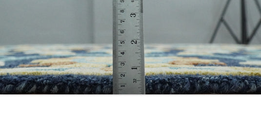 Floral Hand Tufted Moss Green Gold and Blue 3x5, 4x6, 5x8, 6x9, 8x10 and 9x12 Farmhouse Wool Area Rug | MA5