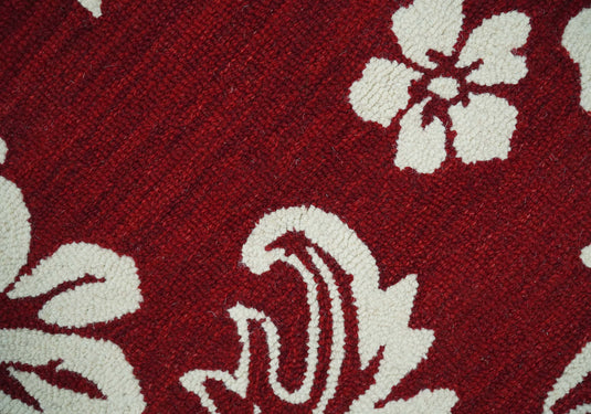Hand Tufted 5X8 Red and Ivory Persian Style Floral Oriental Wool Area Rug, kids, kitchen, dinning and living room rug | MA30