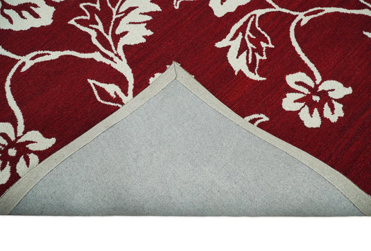 Hand Tufted 5X8 Red and Ivory Persian Style Floral Oriental Wool Area Rug, kids, kitchen, dinning and living room rug | MA30