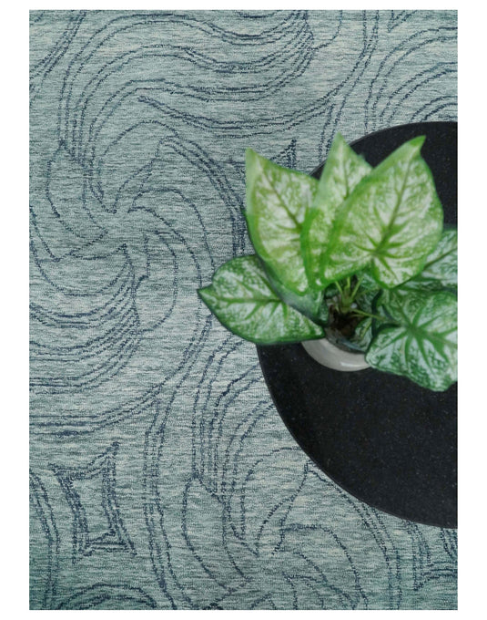 Hand Tufted Gray and Blue Tribal Design Wool Area Rug, Scandinavian Rug, Kids, Living Room, Bedroom and Dinning Rug | MA64