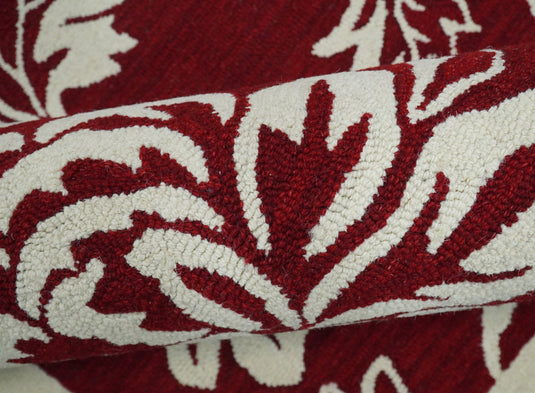 Hand Tufted 5X8 Red and Ivory Persian Style Floral Oriental Wool Area Rug, kids, kitchen, dinning and living room rug | MA30