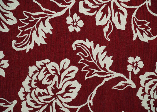 Hand Tufted 5X8 Red and Ivory Persian Style Floral Oriental Wool Area Rug, kids, kitchen, dinning and living room rug | MA30