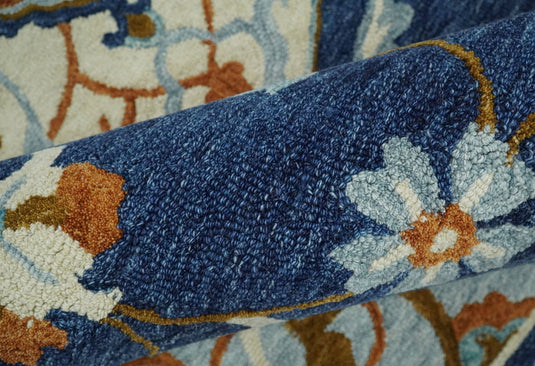 Hand Tufted Blue and Beige Persian Style Antique Oriental Wool Area Rug | MA62