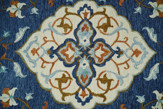 Hand Tufted Blue and Beige Persian Style Antique Oriental Wool Area Rug | MA62