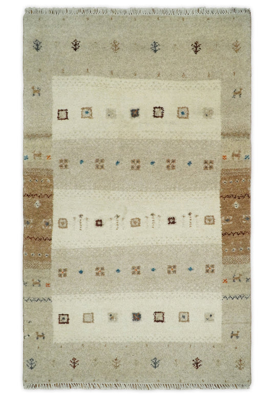 Natural Color 3x5 Southwestern Kazak Entryway Rug, Traditional Vintage handknotted Rug | CP37835