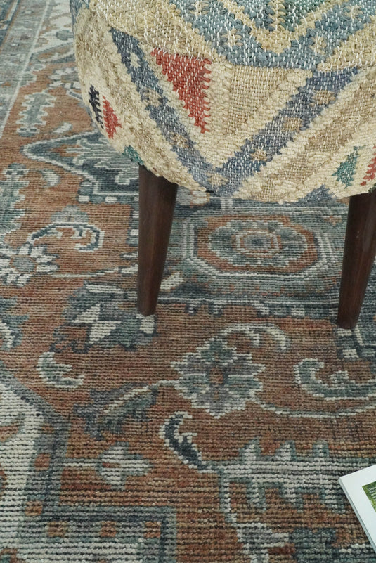 Vintage Distressed Hand Knotted Serapi Charcoal and Rust 3X5, 4X6, 5x8, 6x9, 8x10, 9x12 Traditional Antique Persian Area Rug |2398