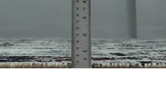 Hand Knotted Antique Persian Style Contemporary Recycled Silk Area Rug, Ivory, Charcoal and Brown, 8X10| OP46