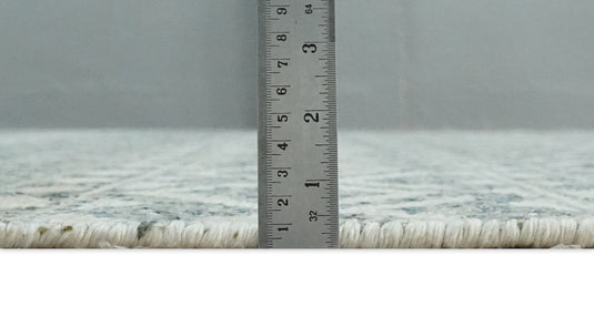 Hand Knotted Modern Contemporary Southwestern Tribal Trellis Recycled Silk Area Rug, Ivory and Gray, 8x10 | OP47810