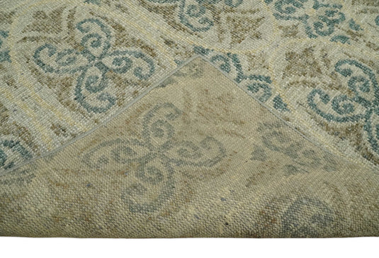 Hand Knotted Persian Style Contemporary Bamboo Silk Area Rug, Beige, Blue and Camel Modern, 5x8 | OP7158