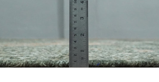 Hand Knotted Modern Abstract Contemporary Recycled Silk Area Rug, Moss Green, Peach and Teal, 5X8