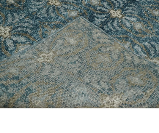 Hand Knotted Antique Persian Style Contemporary Bamboo Silk Area Rug, Blue, Brown and Silver, 5X8 | OP12358