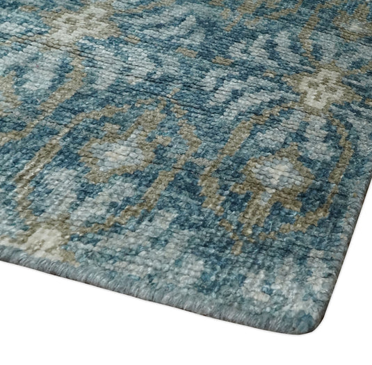 Hand Knotted Antique Persian Style Contemporary Bamboo Silk Area Rug, Blue, Brown and Silver, 5X8 | OP12358