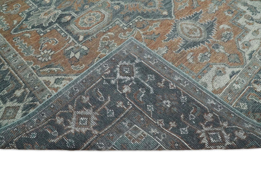 Vintage Distressed Hand Knotted Serapi Charcoal and Rust 3X5, 4X6, 5x8, 6x9, 8x10, 9x12 Traditional Antique Persian Area Rug |2398