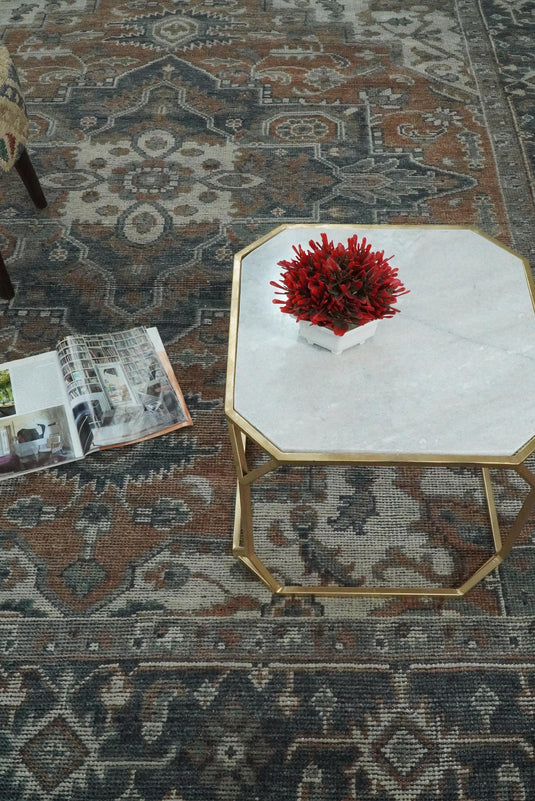 Vintage Distressed Hand Knotted Serapi Charcoal and Rust 3X5, 4X6, 5x8, 6x9, 8x10, 9x12 Traditional Antique Persian Area Rug |2398