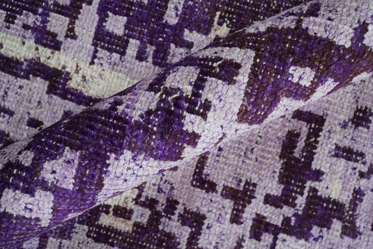 Hand Knotted Modern Abstract Contemporary Recycled Silk Area Rug, Purple, Violet and Ivory, 5x8 | OP13158
